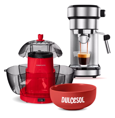 Cafetera y palomitera Cecotec - Premios promoción Dulcesol 50 aniversario